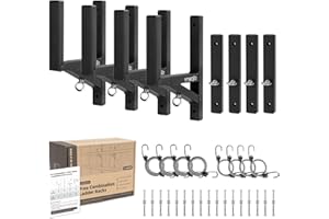 SMOQIO Trailer Ladder Rack, 4 Racks Enclosed Trailer Ladder Rack 400lb Load Black Aluminum, Cargo Trailer Ladder Rack Side Mo