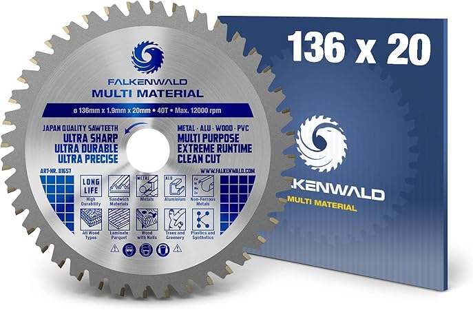 Falkenwald Lame De Scie Circulaire 136 X 20 Mm Ideal Pour Le Bois Metal Aluminium Compatible Bosch Makita Amazon Fr Bricolage