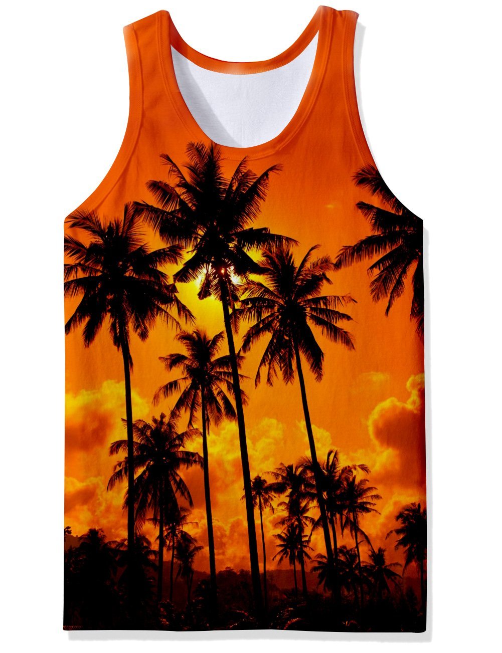 RAISEVERN 3D Sonnenuntergang Drucken Lustige Muster Realistische Underwaist Gym Tanktops für Herren Medium