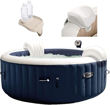 Intex 28405e Pure Spa Baignoire Gonflable 4 Personnes Avec Appuie Tete Et Porte Gobelet Amazon Fr Jardin