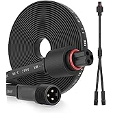 Permanent Outdoor Lights Pro Extension Lead Waterproof Cord,Waterproof Extension Cable 3Pin,IP68 Extension Cable for Go-vee H706A/H706B/H706C (10FT Extension)