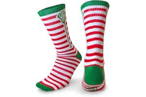 ChalkTalkSPORTS Athletic Half Cushioned Lacrosse Crew Socks | Mid Calf | Christmas Lax Stripes | Red & White