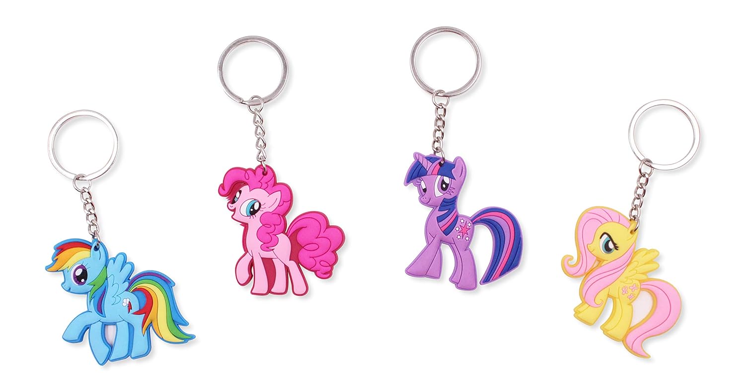 Finex Set of 4 My Little Pony Keychain for Backpack School Bag Handbag Tote Random Rainbow Dash Pinkie Pie Twilight Sparkle Fluttershy