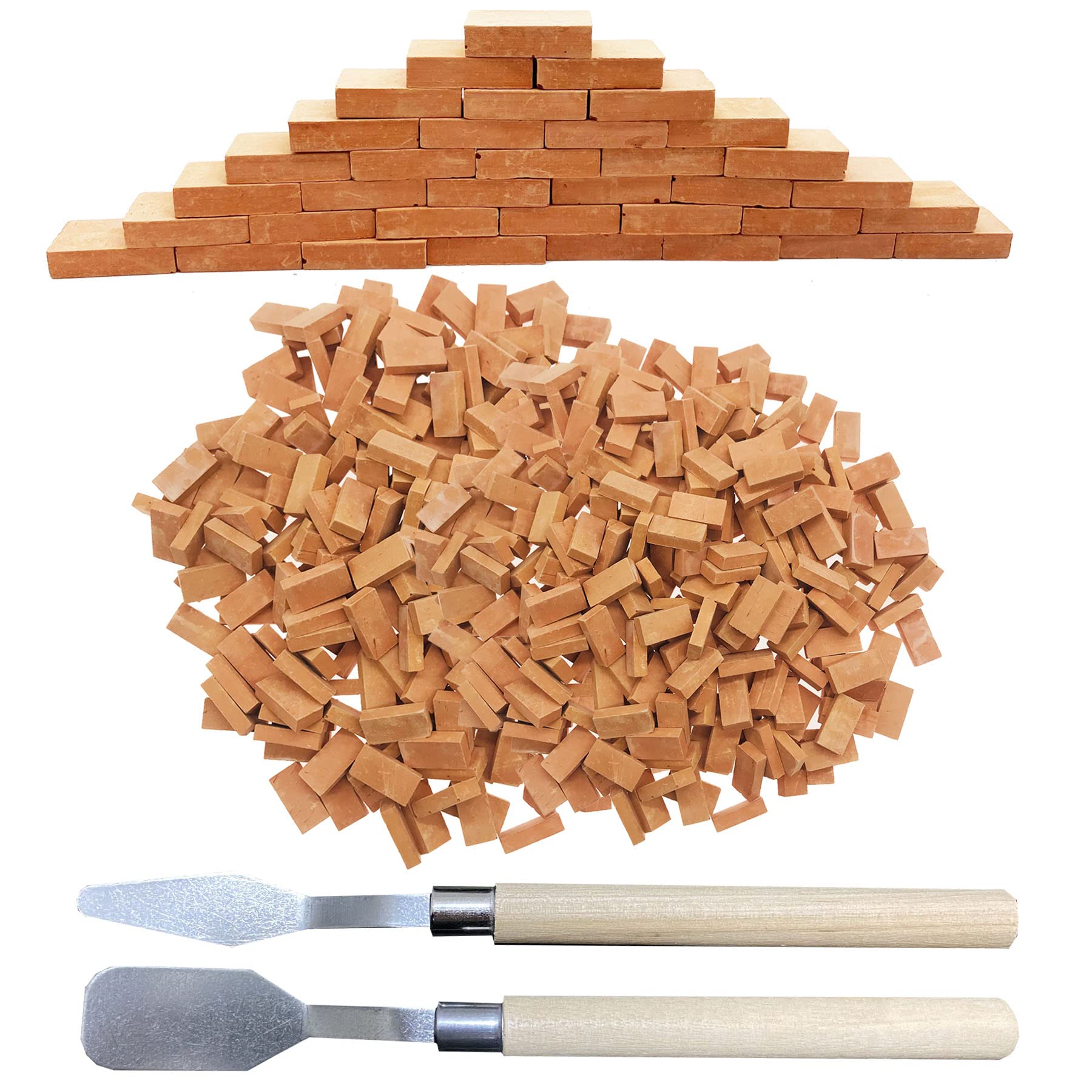 Woohome 500 PCS Mini Red Wall Bricks Model Brick Building Set 1:16 Miniature Bricks Figurine Fake Bricks with Scraper for Model Fairy Garden — image 1