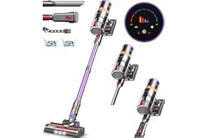 AUQQ Cordless Vacuum Cleaner, 550W/45Kpa/60Mins Stick Vacuum with Smart Display & Auto Mode, Anti-Tangle Vacuum Cleaner for Home, Lightweight Vacuum for Pet Hair Carpet Hardwood Floor