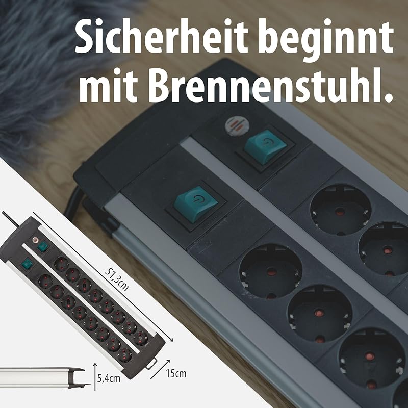 Premium-Alu-Line Steckdosenleiste 16-Fach, 3m