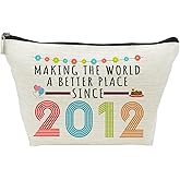 14th Birthday Gifts for Girls, Funny 14 Year Old Gift Makeup Bag, 2012 14th Birthday Cosmetic Bags for Her, Teens, Sister, Daughter, Niece, Granddaughter, Making The World a Better Place Since 2012