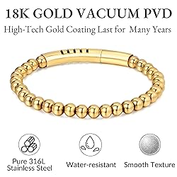 WP WEPICK 18K Gold Bracelets for Men Women Beaded