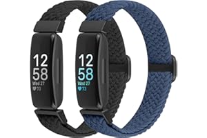 Puhuite Elastic Braided Watch Band Compatible with Fitbit Inspire 3/Inspire 2/Inspire/Inspire HR/Fitbit ace 3/Ace 2, Adjustable Stretchy Strap Sport Nylon Loop Replacement Wristband for Fitbit Inspire