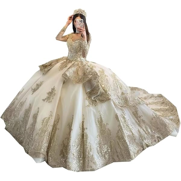 slim fit dress slacks Quinceanera Dress PR30171 By Princesa Rose Gold / 00 main image 0