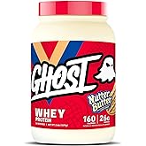 GHOST Whey Protein Powder, Nutter Butter - 2LB, 26G of Protein - Whey Protein Blend - ­Post Workout Fitness & Nutrition Shakes, Smoothies, Baking & Cooking - Cookie Pieces Inside