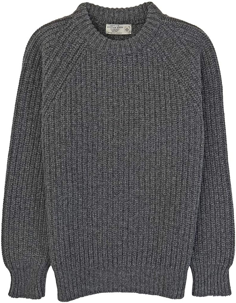 Genuine Scottish Knits Shetland Fisherman Rib Crew Neck Sweater