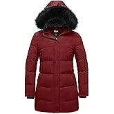 Soularge Women's Plus Size Winter Long Quilted Thicken Puffer Coat with Faux Fur Hood