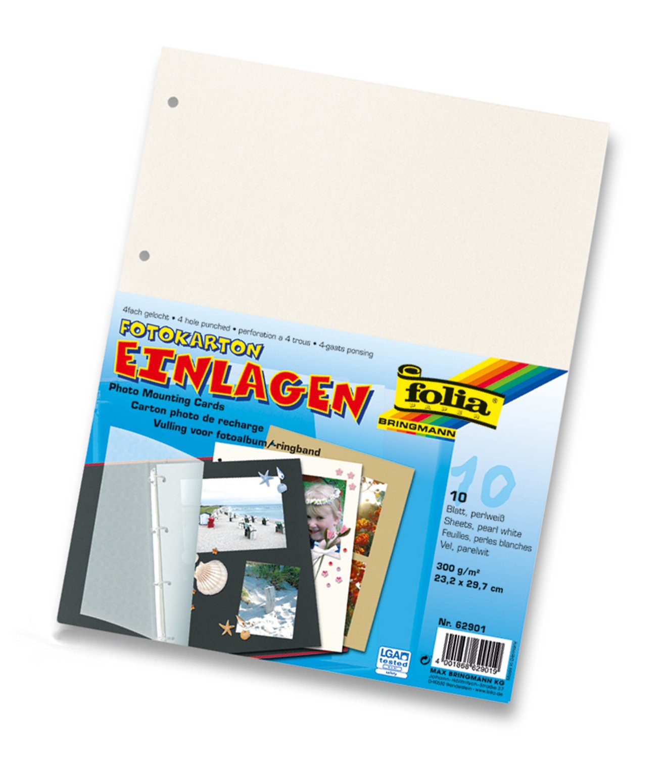 folia Photo Card Inserts A4 10 Sheets, 4 Holes