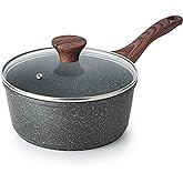 SENSARTE Nonstick Saucepan with Lid, 1.5 Quarts Small Pot with Swiss Granite Coating, Stay-cool Handle, Multipurpose Handy Sauce Pot Small Kitchen Cooking Pot, Induction Comptable, PFOA Free