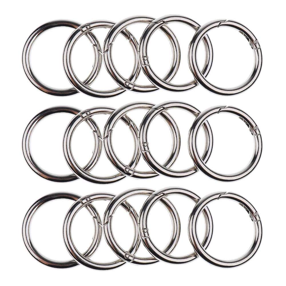 O Clips, 30 Pcs Round Spring Snap Clip Hooks Zinc Alloy Locking Carabiner O Spring Loaded Gate Clips Keyring for Keyrings, Crafts Etc