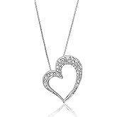 VIR JEWELS 1/10 cttw Lab Grown Diamond Heart Pendant Necklace in Sterling Silver with Chain