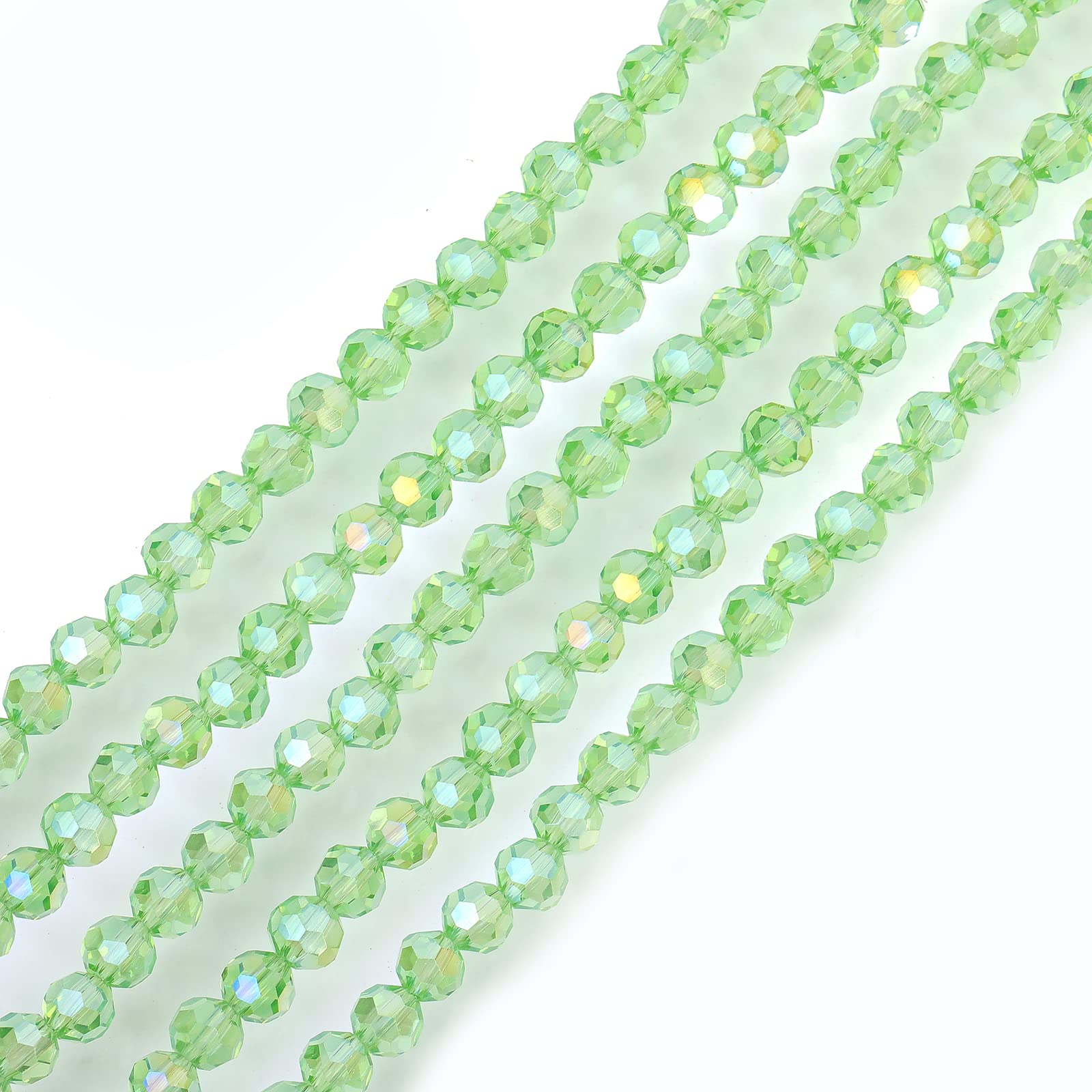 Photo 1 of 2 Strands 6mm AB Crystal Beads Cube Rondelle Beads Crystal Loose Spacer Beads Vertical Hole Crystal Beads Crystal Beads for DIY Craft Garlands Jewelry Making Party Tree Decor (AB Color),Chrysolite