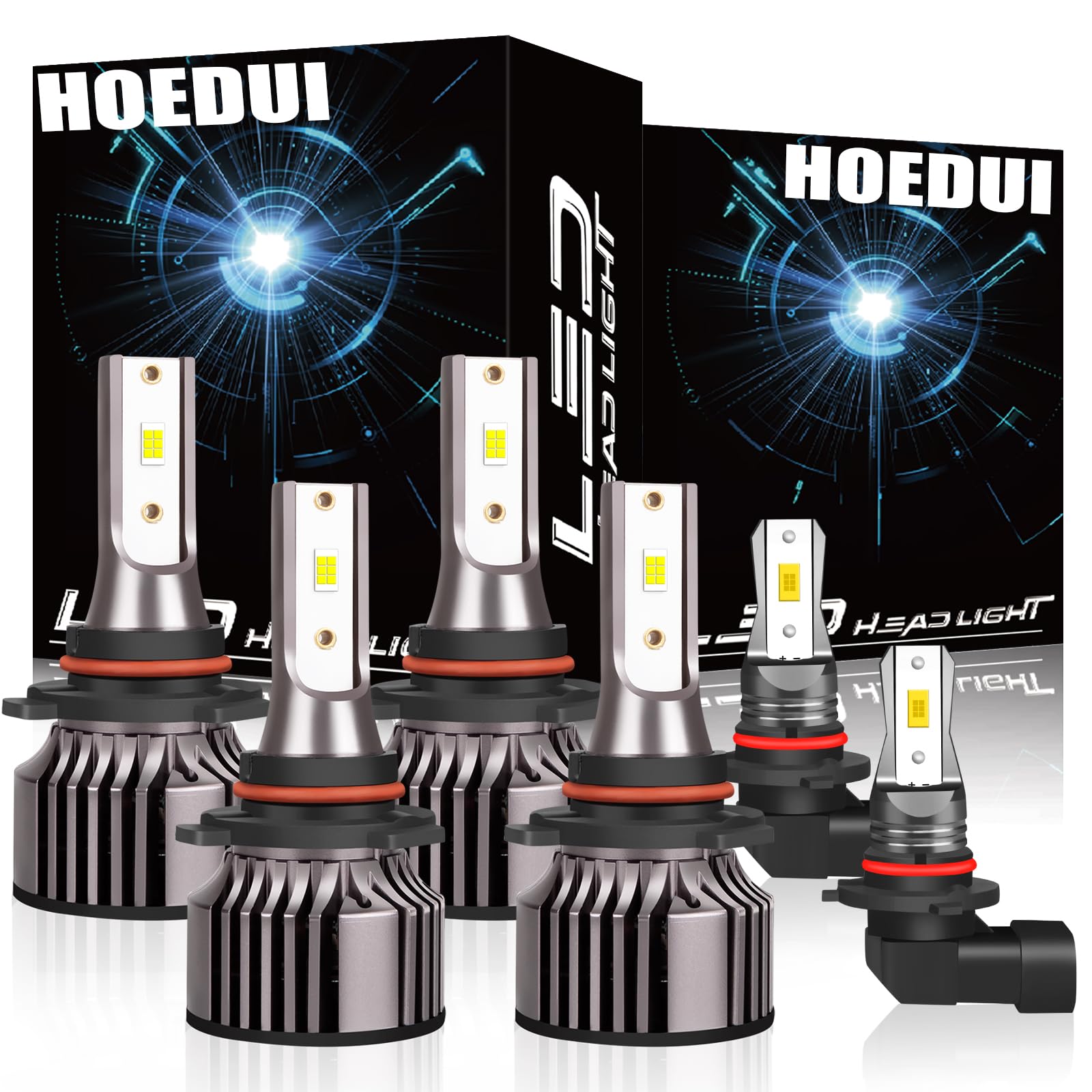 Photo 1 of HOEDUI Fits For 2003-2005 Toyota 4Runner Bulbs, 9005 High Beam 9006 Low Beam 9006 Fog Lights Bulbs Combo Pack, 6000K Cool White, Plug-and-Play, 500% Super Bright Led Bulbs, Pack of 6