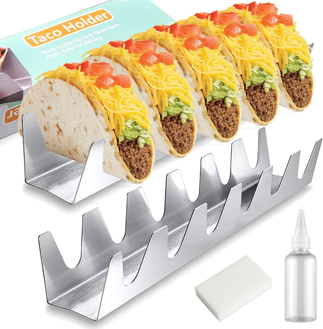 Taco Holder Stand 2 Pack Stainless Steel Taco Plate Each Rack Holds Up