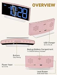 Cadmos Modern Curved Cute Digital Alarm