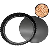 Baooery 8inch Tart Pan Non-Stick Carbon Steel Quiche Pan Removable Bottom | Pie Pans for baking Quiche Baking Dish