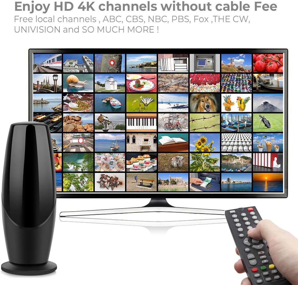 TV Antenna, 2020 Upgraded Outdoor Indoor Digital HD 4K Antenna, 200 Miles Range with Amplifier, 35ft Coax Cable(Included Extension Cord), Support All TVs，HDTV Antenna for Free Local Channels (Black): Home Audio & Theater
