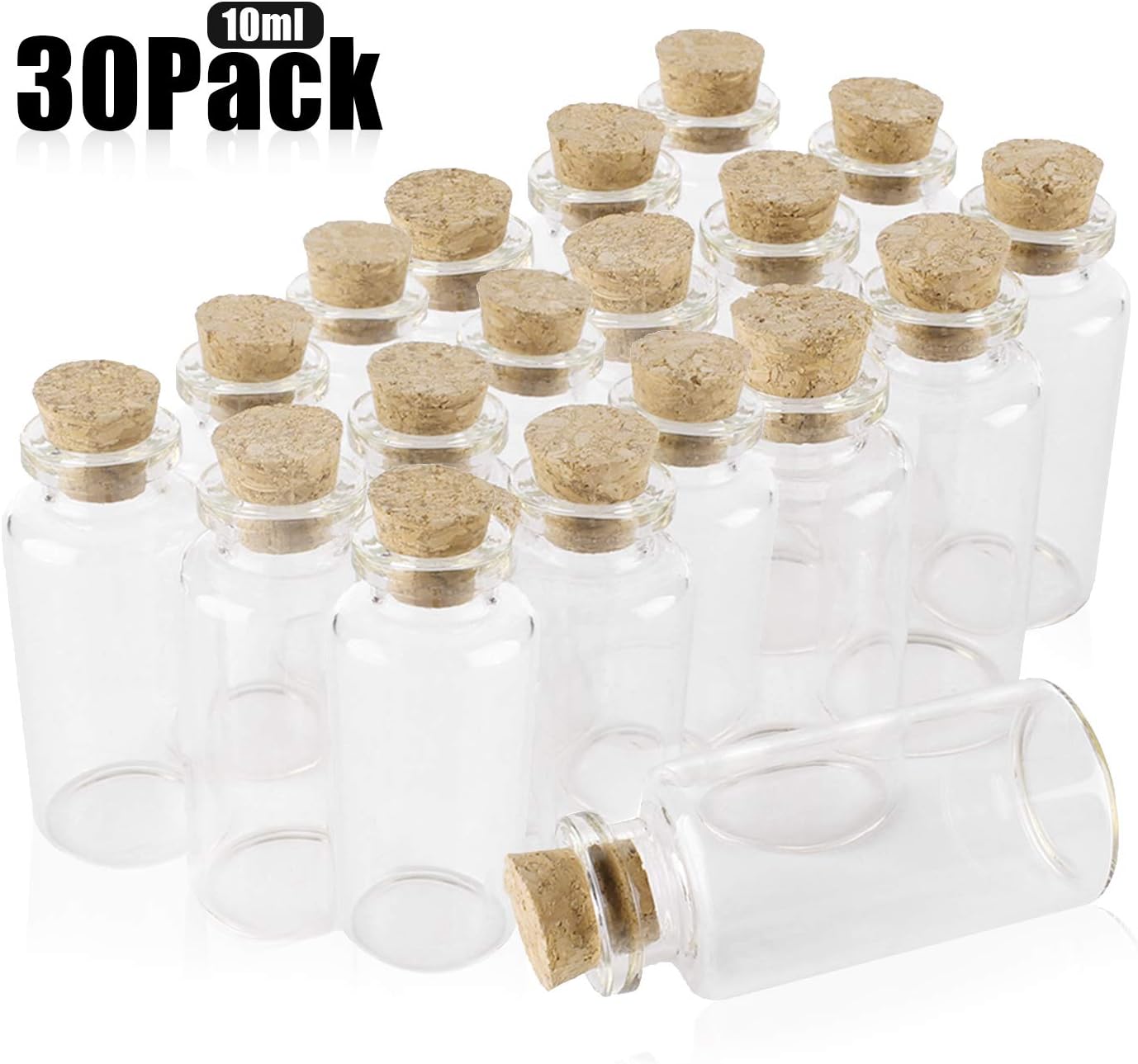 Relaxdays 30x Glasflaschen 50ml - Mini-Fläschchen Mit Trichter Zum Befüllen