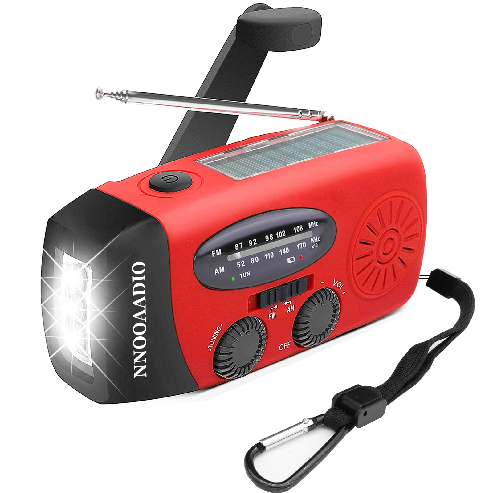 Wind Up Radio, Emergency Solar Hand Crank AM/FM Weather Radio with Portable Power Bank, 2000mAh Rechargeable USB Phone Charger, SOS Alarm, Bright LED Flashlight for Household and Outdoor Survival
