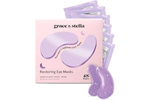 grace and stella Eye Patches (Purple, 48 Pairs) - Retinol Under Eye Patches - Under Eye Mask for Puffy Eyes and Dark Circles 
