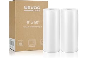 Wevac Vacuum Sealer Bags 8x50 Rolls 2 pack for Food Saver, Seal a Meal, Weston. Commercial Grade, BPA Free, Heavy Duty, Great for vac storage, Meal Prep or Sous Vide