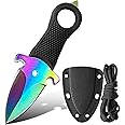LIUGEYI Small Double Edge Knife Fixed Blade Neck Knife with Sheath, EDC Full Tang Knives, Gift for Outdoor Camping Hunting Backpackers Hiking Enthusiasts