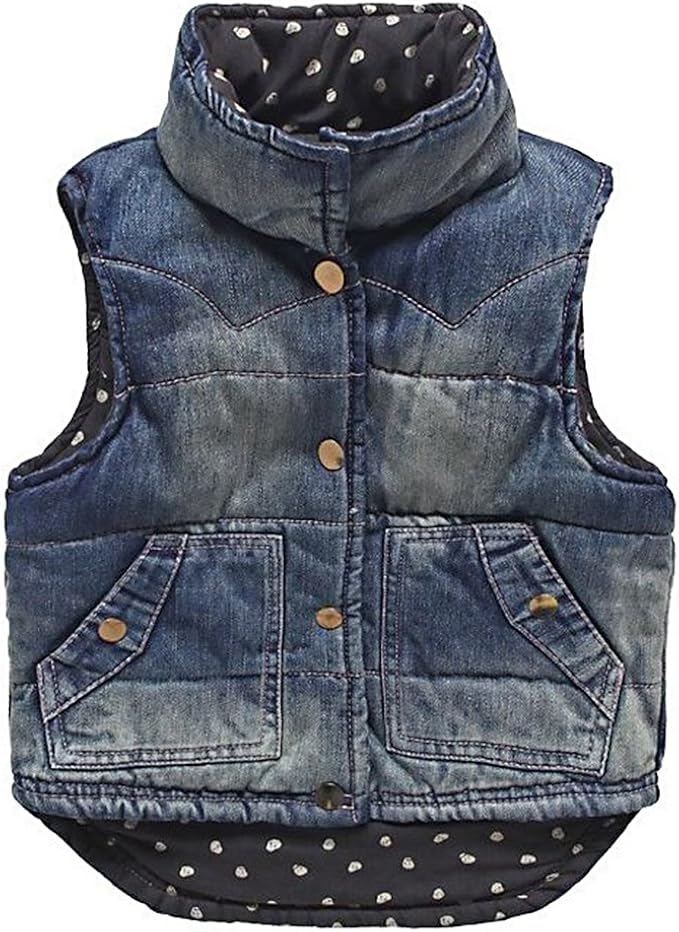 Pupik, Girls Lightweight Denim Puffer Vest Sleeveless Jacket Outerwear, Blue 7 Amazon.ca
