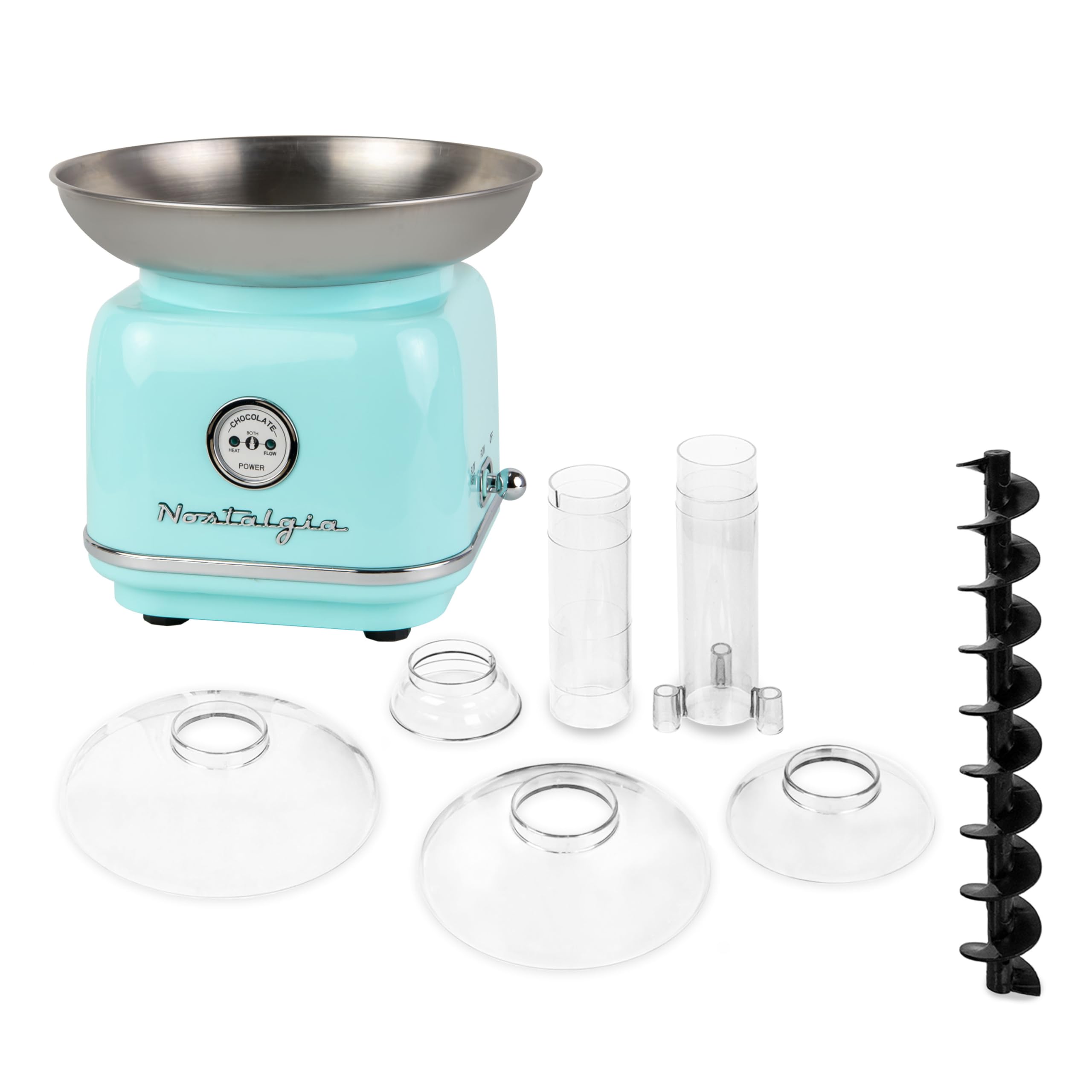 Nostalgia 4 Tier Electric Chocolate Fondue Fountain Machine for Parties - Melts Cheese, Queso, Candy, and Liqueur - Dip Strawberries, Apple Wedges, Vegetables, and More - 32-Ounce - Aqua