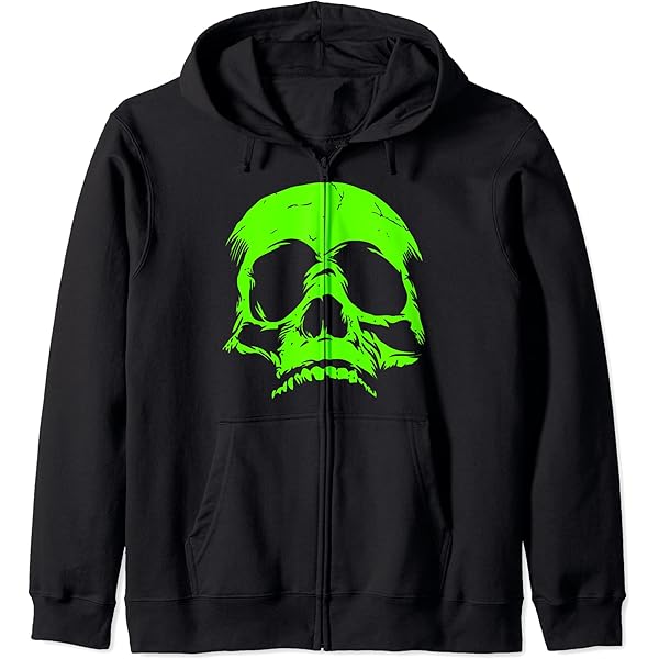 Amazon.com: Bright Green Skull Zip Hoodie : Clothing, Shoes