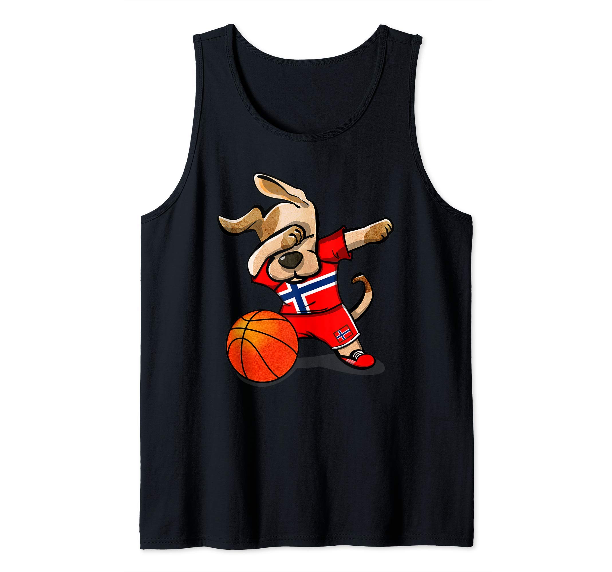 Funny Dabbing Dog Norway Basketball - Norwegian Flag Sport Tank Top