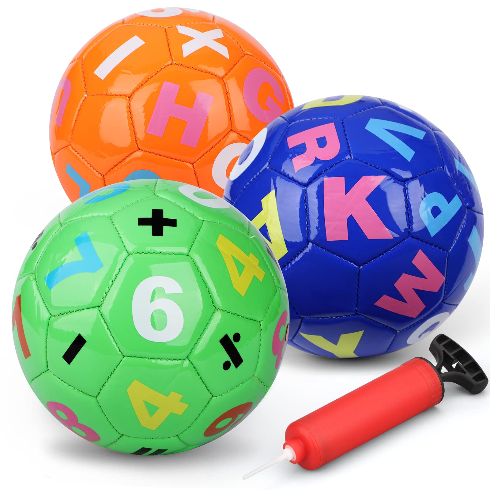 Dilabnda Mini Footballs for Kids Toddlers Baby 3-5, 6'' Bouncy Number Learning Sport Balls for Beach Pool Park School Parties Football Shoot Toy Lightweight, Perfect Size for Kids Playing (3 PCS)