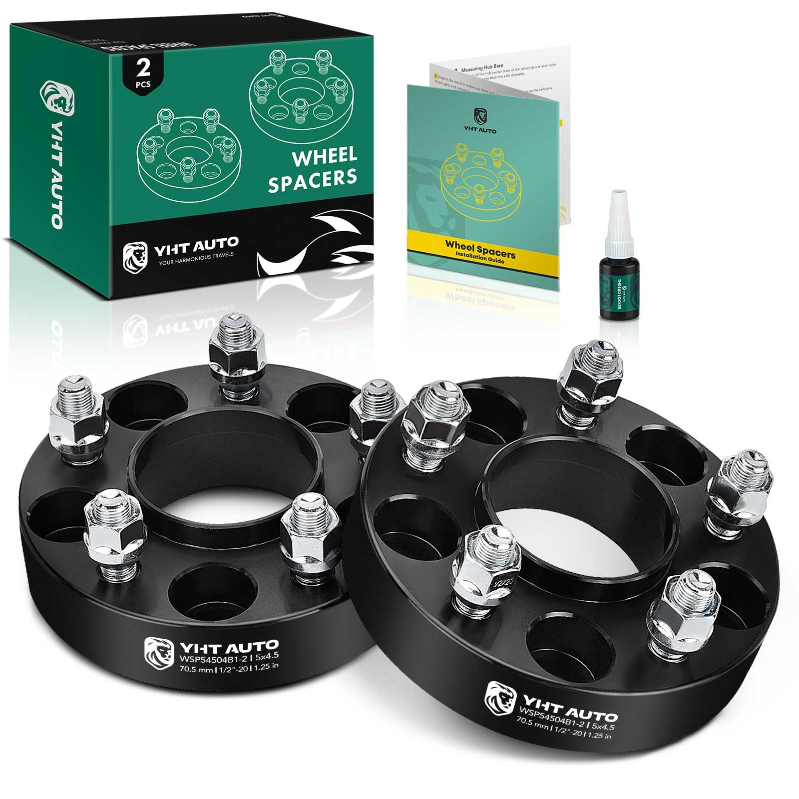Photo 1 of YHTAUTO 5x4.5 Hub Centric Wheel Spacers 1.25 Inch Fit Explorer, Edge, Mustang, Ranger, Aviator, Town Car, Mountaineer, 5 Lug 5x114.3mm Tire Spacers 1/2"-20 Studs, 70.5mm Hub Bore
