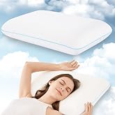 EGOHOME Memory Foam Pillow Standard Size Medium Soft | Memory Foam Made in USA , Bed Pillow with Washable Removable Cover for Back, Stomach, Side Sleepers, White 24" x 16"