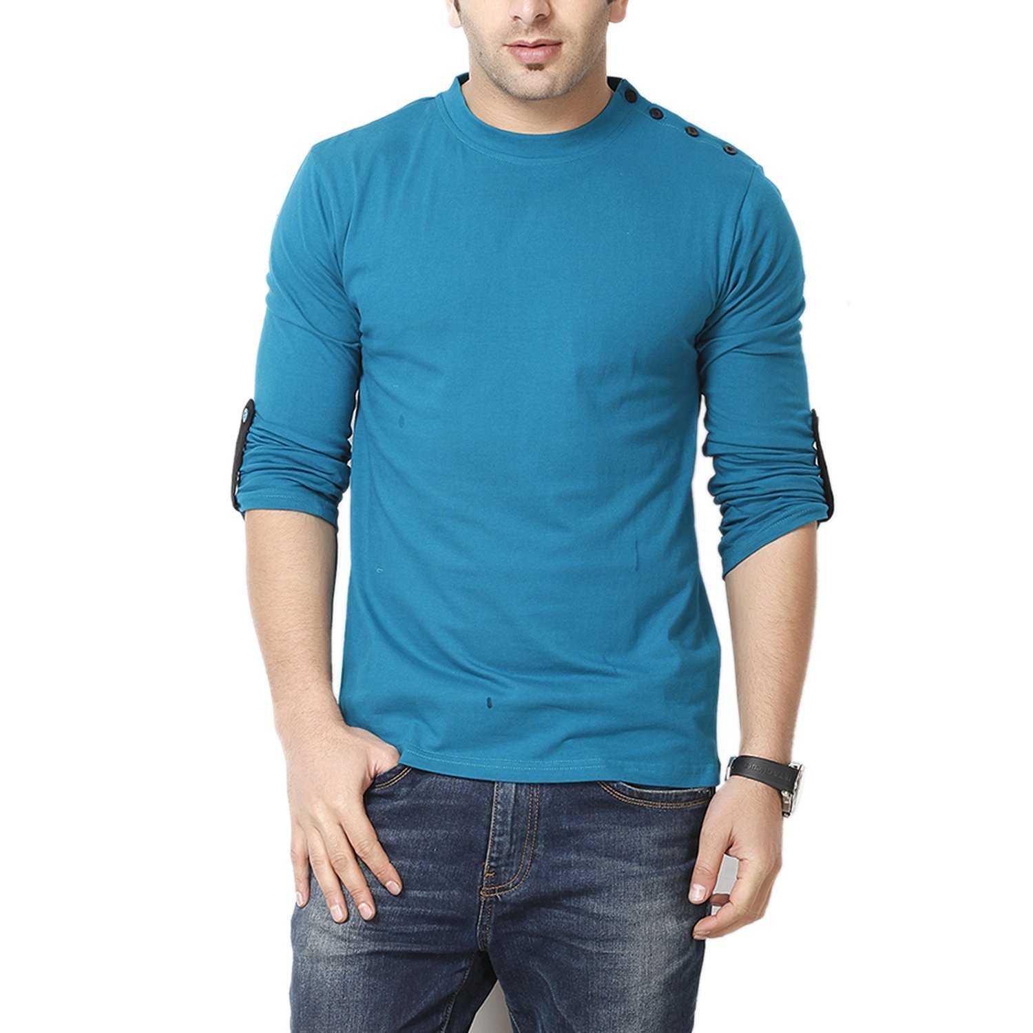 gritstones men's cotton t-shirt gsfs60208turq