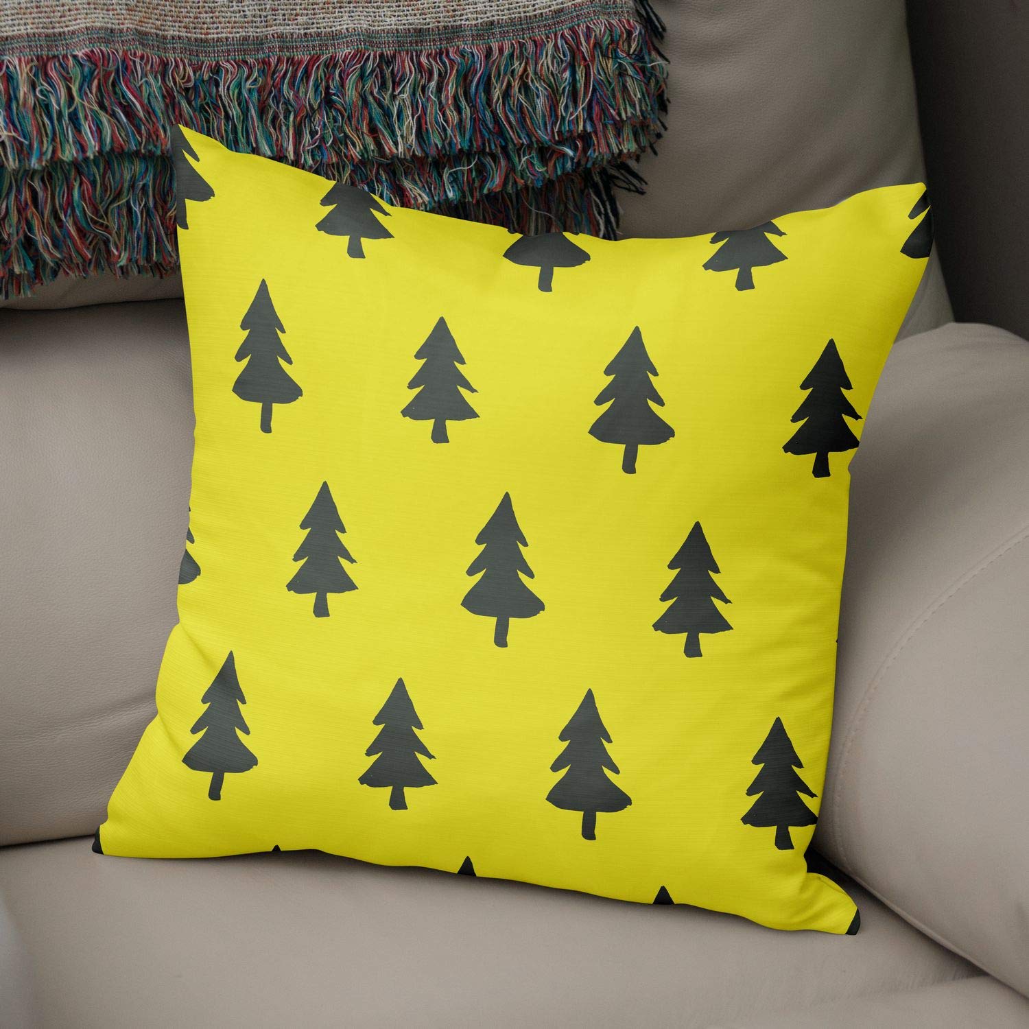 Bonamaison Decorative Cushion Cover Neon Yellow & Fume, Throw Pillow Covers, Home Decorative Pillowcases for Livingroom, Sofa, Bedroom, Size: 43X43 Cm - Designed and Manufactured in Turkey