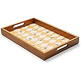 MACKENZIE-CHILDS Wooden Tray with Handles, Rectangular Tray for Serving, Queen Bee