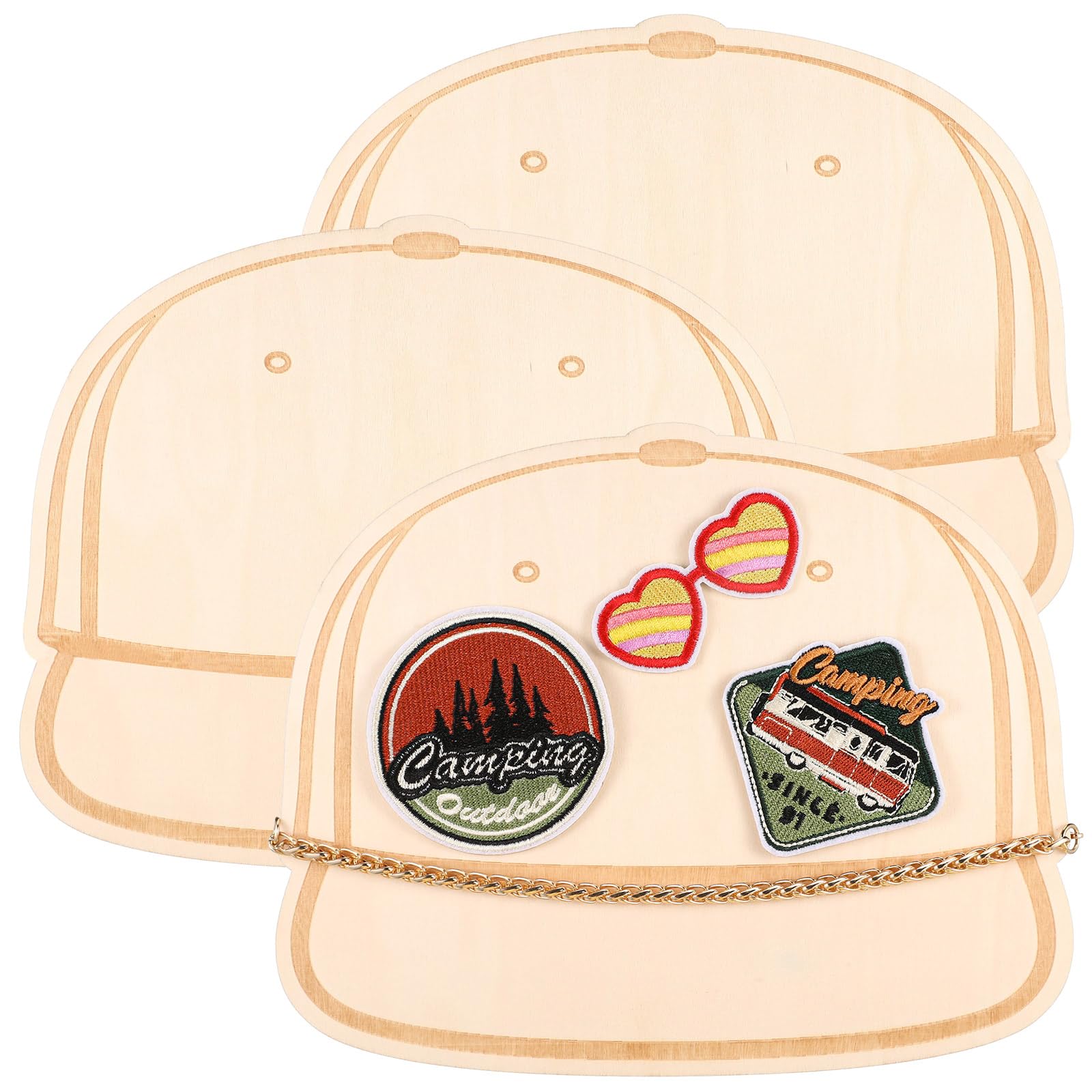 Photo 1 of Wonderjune Truck Hat Template Palette Wood Baseball Cap Templates Create Personalized Hat Patches Truck Cap Design Patch Layout for Designing(3 Pcs)