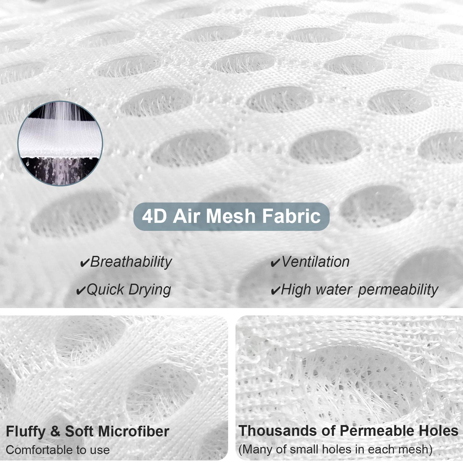 Bath Pillow Bathtub Pillow - Bath Pillows for Tub with Neck, Head, Shoulder and Back Support - 4D Air Mesh Spa Pillow for Bath - Extra Thick, Soft and Quick Dry : Beauty