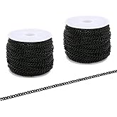 SWTOOL 60 Feets /20 Yards Metal Black Link Chains, Iron Bulk Curb Chain for DIY Craft Jewelry Chain Making, 2 Rolls x 10 Yards (Black)