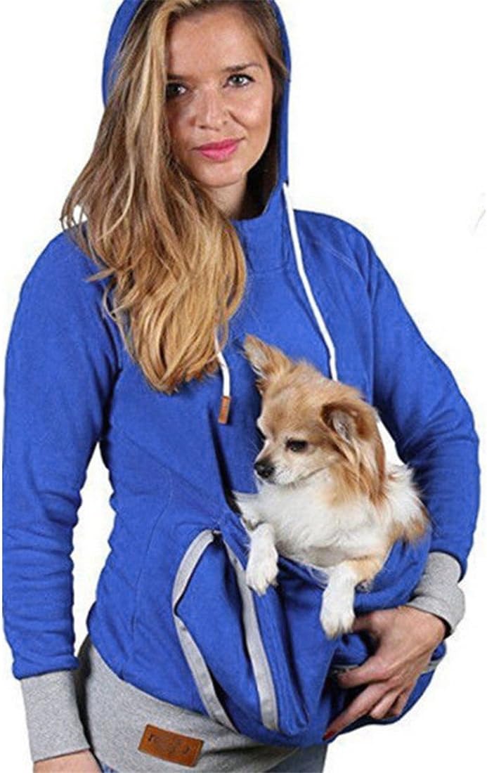 Unisex Men Womens Ladies Girl Kangaroo Pet Dog Cat Holder Pouch Pocket Hoodie Hoody Sweater Hooded Sweatshirt Pullover,Moonuy Autumn Winter Blouse Coat Outwear Fashion brown hoodie gym tops (Blue, XL)