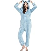 PEHMEA Women's Onesie Pajamas Sherpa Plush Hooded Romper Cozy Winter Sleepwear Holiday Party One Piece PJs for Adults, Teens