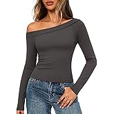 DCCISU Women’s Off The Shoulder Top Long Sleeve Slim Fit Going Out Basic Tee