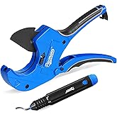 PACMANN PVC Pipe Cutter, Up to 2-1/2", Ratchet Pipe Cutter Heavy-Duty | Pex Cutting Tool for Cutting PEX, PVC, PPR Plastic Hoses and Plumbing Pipe with Deburring Tool