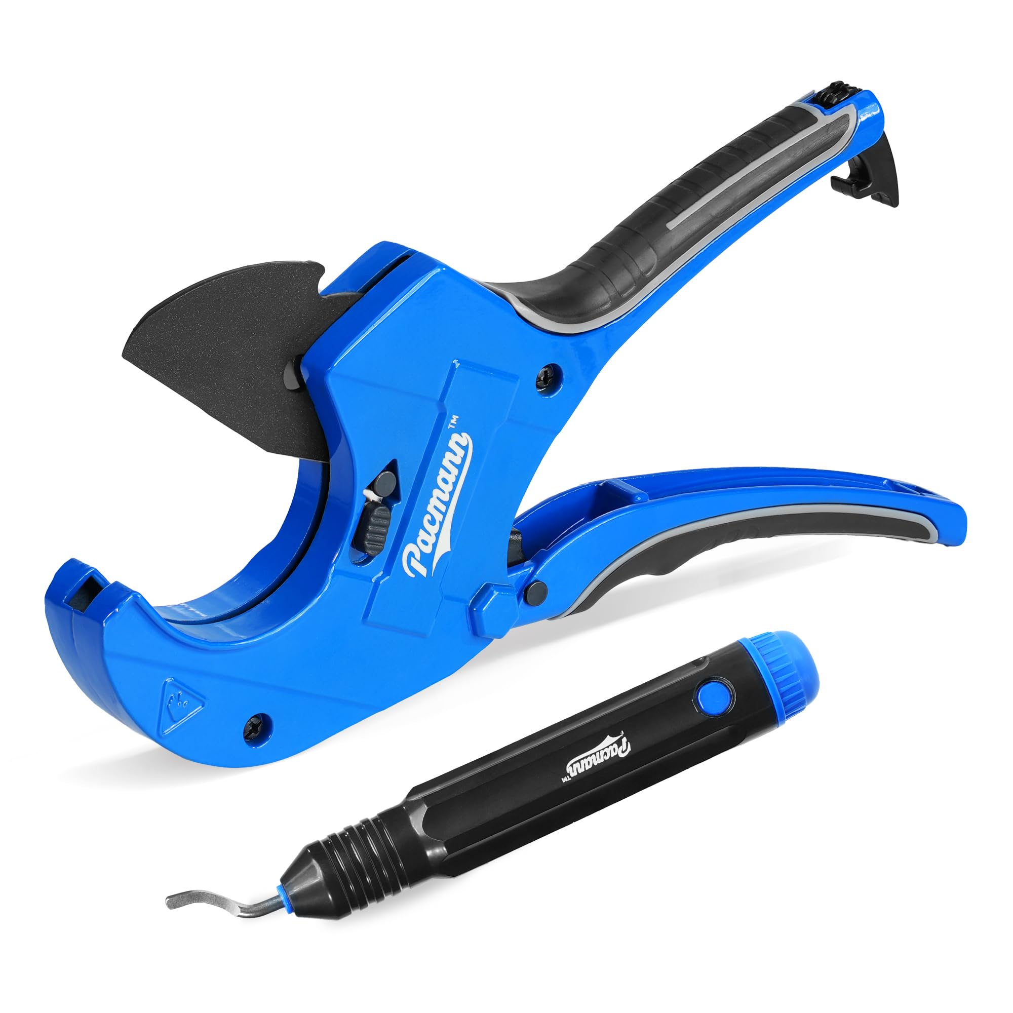 Photo 1 of Pacmann PVC Pipe Cutter, Up to 2-1/2", Ratchet Pipe Cutter Heavy-Duty, Pex Cutting Tool for Cutting PEX, PVC, PPR Plastic Hoses and Plumbing Pipe with Deburring Tool